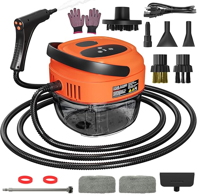 Handheld Steam Cleaner for Home 2500W High Temperature Pressurized Machine 1.7L Water Tank Handle-controlled Steam Output Portable Cleaning Steamer for Car Bed Bugs Furniture Grout Red
