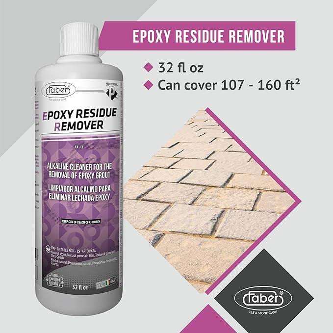 FABER Epoxy Residue Remover Alkaline Cleaner (950mL) Removes Epoxy Grout Residue and Film Paint and Other Synthetic Residue
