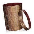 Vintage Wood Grain Wastebasket Small Trash Can with Pressure Ring Design for Kitchen Bathroom Bedroom Living Room Storage