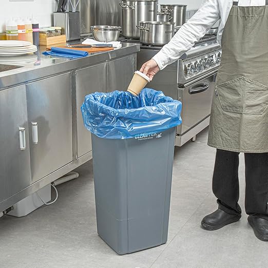 Restaurantware Blue Trash Bags 100 Count 40-45 Gal 40 x 46 Leakproof Design Heavy-Duty Garbage Bags with Star Seal Bottom and Even Weight-Distribution for Warehouses Parks and Residential Use