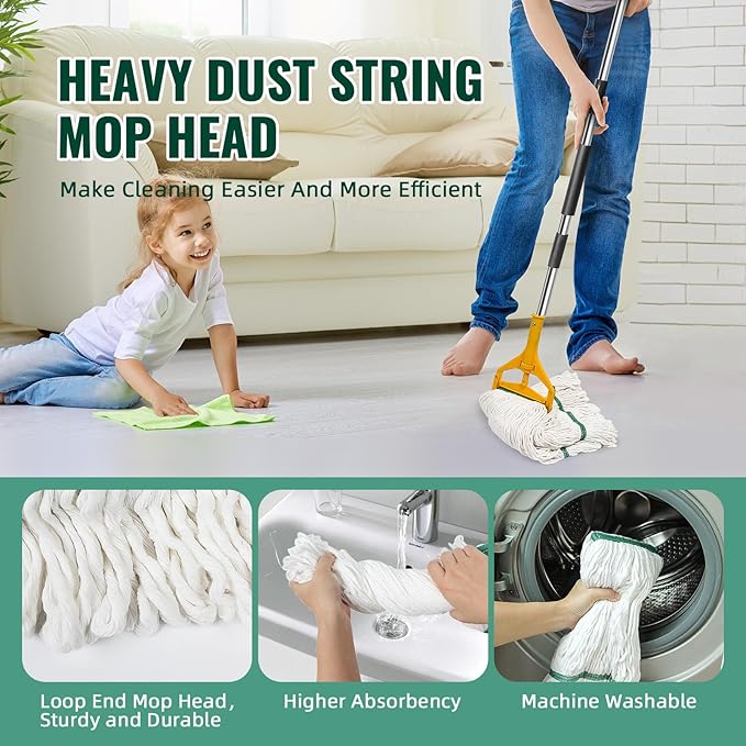 20oz Heavy Mop Replace Head 3 Pack Commerical Replacement Mopmop Head ReplacementReusable Mop Head Refills-Replacement Mop Heads Suitable for Heavy Commercial Industrial Residential Areas