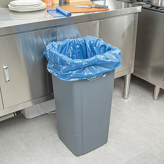 Restaurantware Blue Trash Bags 100 Count 40-45 Gal 40 x 46 Leakproof Design Heavy-Duty Garbage Bags with Star Seal Bottom and Even Weight-Distribution for Warehouses Parks and Residential Use