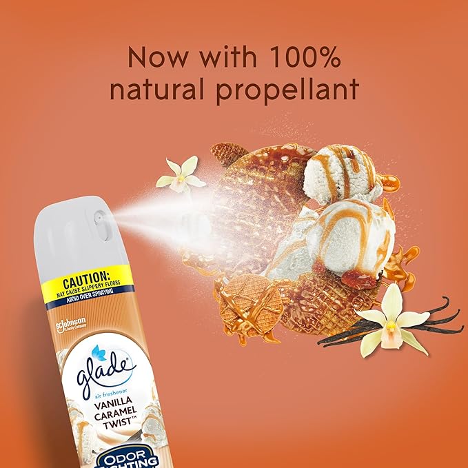 Glade Air Freshener Odor Fighting Room Spray Vanilla Caramel Twist 8.3 oz 6 Count