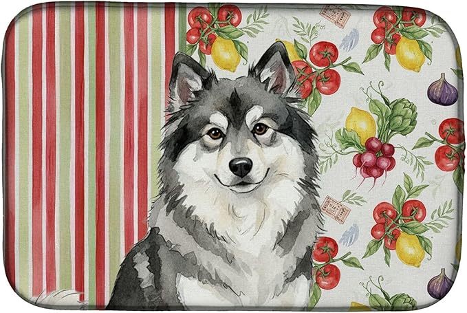 Caroline's Treasures Keeshond Vegetables Dish Drying Mat Absorbent Dish Drying Mat Pad for Kitchen Counter Dish Drainer Mat for Countertop 14 x 21 Multicolor