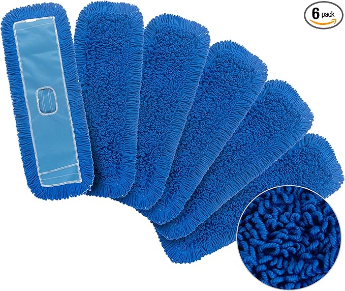 Matthew 36'' Microfiber Loop Dust Mop Washable Commercial&ampResidential Heavy Duty Mop Head Replacement Premium Absorbent Industrial Dust Mop Refill Pads for Hardwood OfficeGarage and Hotel -6Pack