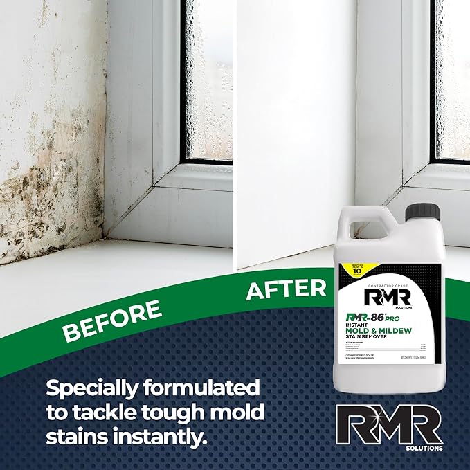 RMR-86 Pro Instant Mold Stain &amp Mildew Stain Remover - Contractor Grade Cleaning Solution Professional Quality Formula Odor Removal 2.5 Gallon 2 Pack