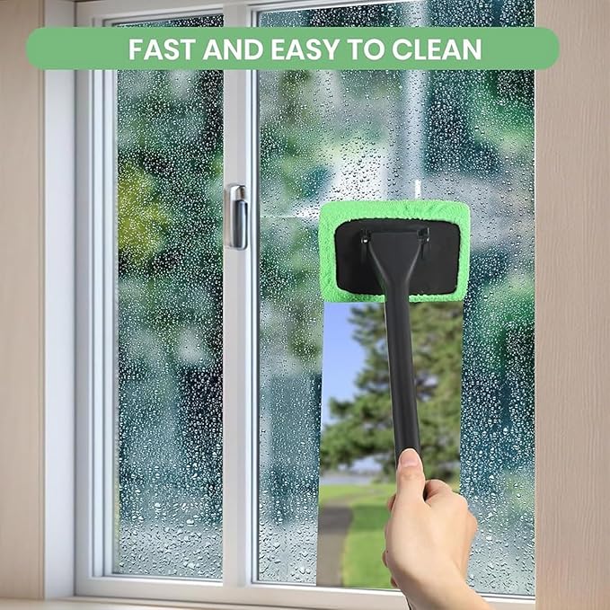 Hicaly Windshield Cleaner Hicaly Car Window Cleaner Windshield Cleaner Tool – for Streak-Free Windows with 4 Washable and Reusable Microfiber Pads (2PCS-Blue)