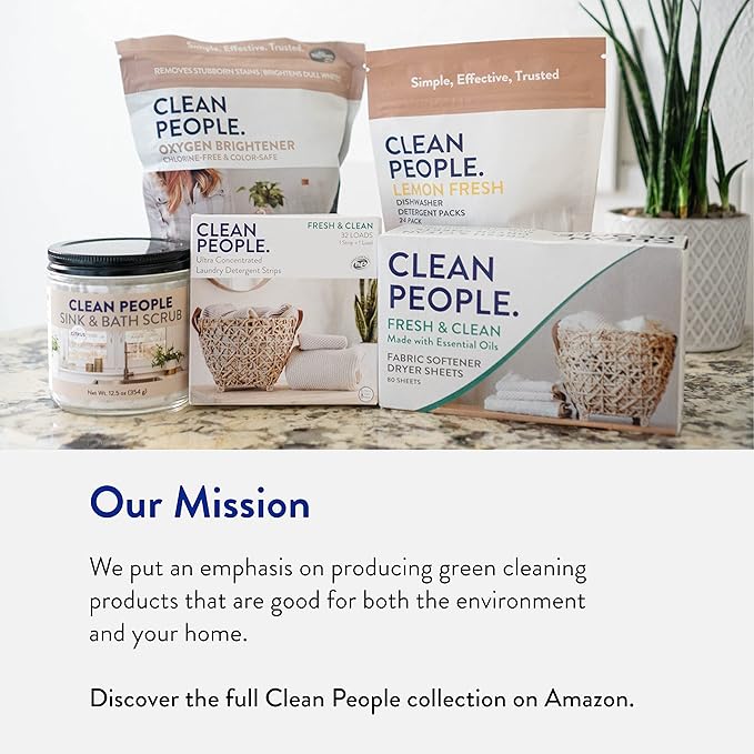 The Clean People Laundry Detergent Pods - Hypoallergenic Laundry Pods - Ultra Concentrated Recyclable Packaging Stain Fighting - Fresh Scent 96 Pack