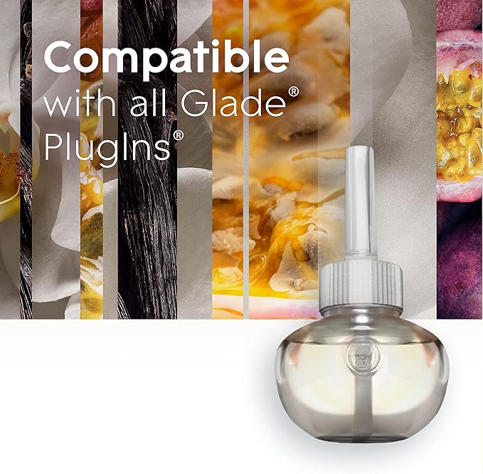 Glade PlugIns Refills Air Freshener Vanilla Passion Fruit Scented and Essential Oils for Home and Bathroom 0.67 Fl Oz 10 Count