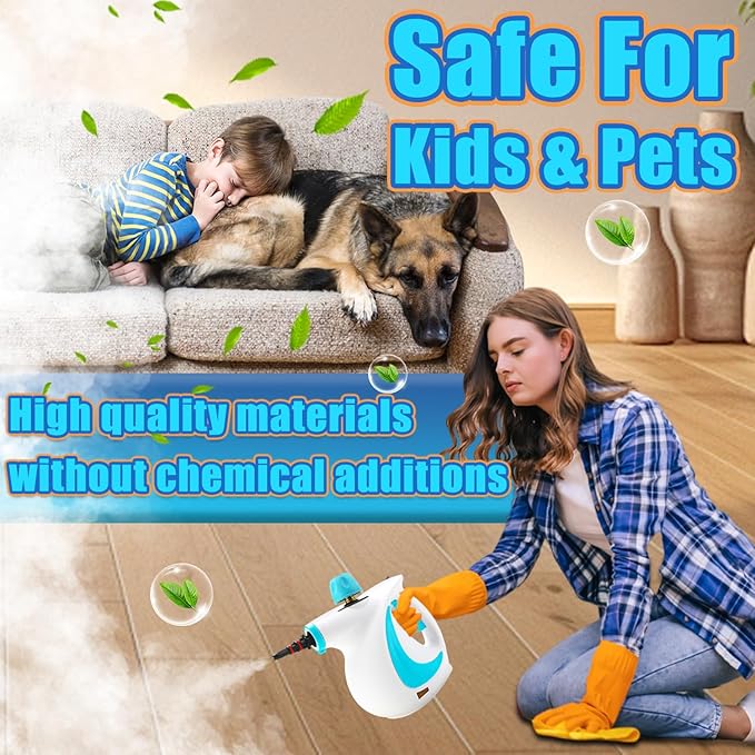 Steam Cleaner Pressurized Handheld Steam Cleaner for Home Multi-Surface Steamer for Cleaning with Safety Lock Portable Cleaning Steamer for Kitchen Bathroom Car Grout Upholstery and Clothes