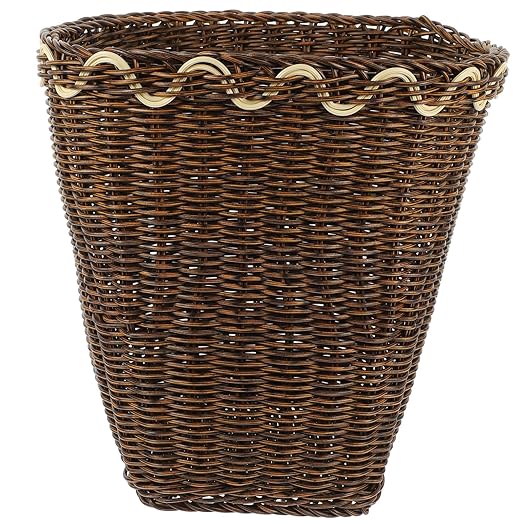 ARTIBETTER Woven Trash Can Decorative Waste Basket for Bathroom Office Home Stylish Material Vintage Design Chic Woven Garbage Bin for Waste Collection