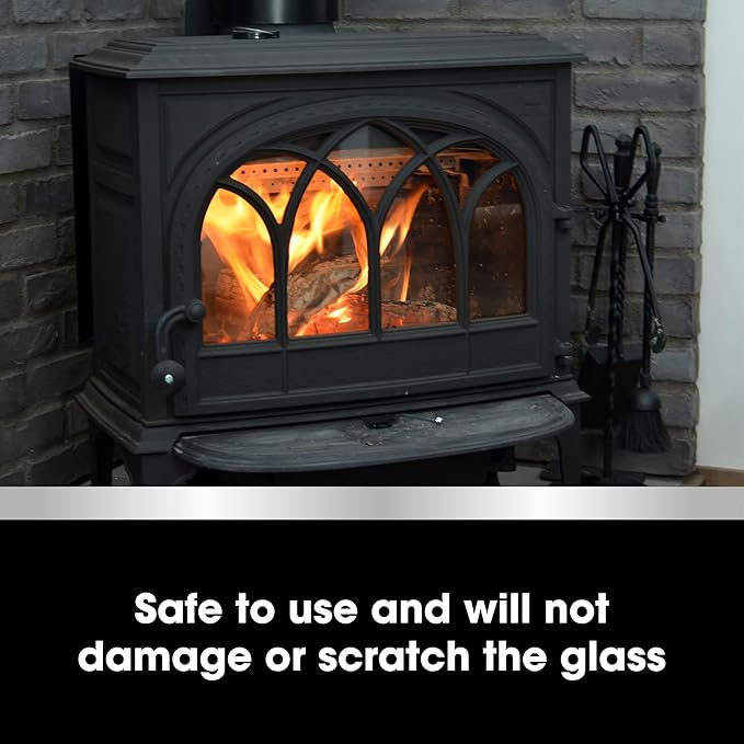 Furniture Clinic Stove Care Kit – Clean &amp Restore Log Burners Grates &amp Fireplaces | Removes Soot &amp Dirt | One Bottle Glass &amp Metal Cleaner + Stove Polish | 500ml / 17 Fl Oz Each Bott