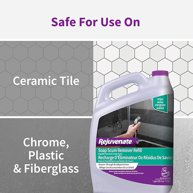 Rejuvenate Soap Scum Remover Refill Easily Dissolves Soap Scum Without Scrubbing 1 Gallon 2 Pack