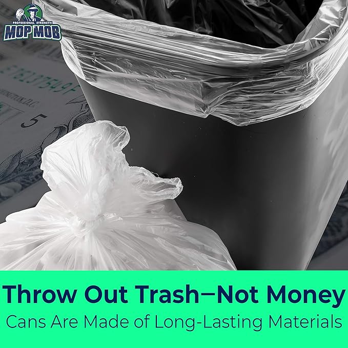 Space-Saving Trash Can and 4 Gal. Leak-Proof Liners Combo 2Pk. Small Black Plastic Wastebasket and Clear Bags Great for Bathroom Kitchen or Office. Garbage Bin Fits Under Most Desks and Cabinets