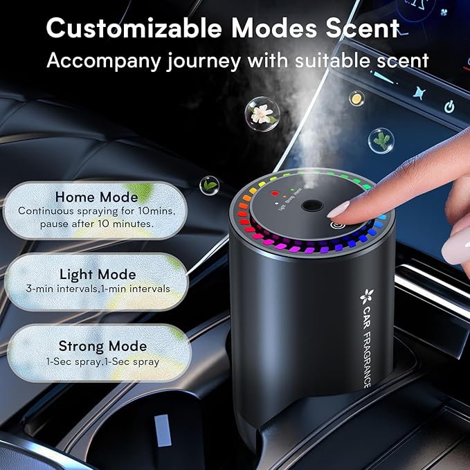 Smart Car Air Freshener New Ultrasonic Car Diffuser Star Projector &amp RGB Voice-Activated 5S Full Odor Clean 3 Mode &amp Auto On/Off 50ML Refillable Scent Long Lasting Up to 135 Days - Ocean