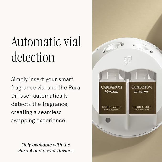 Pura x Studio McGee Home Scent Refill - Smart Air Diffuser - Up to 120-Hours of Luxury Fragrance per Refill - Home Essential - Clean &amp Safe Diffuser Fragrance - 2 Pack Cardamom Blossom