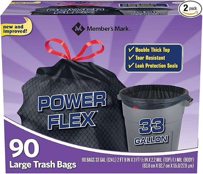 Member's Mark Power-Guard Drawstring Bags - 33 gal. - 90 Count (2 Pack)