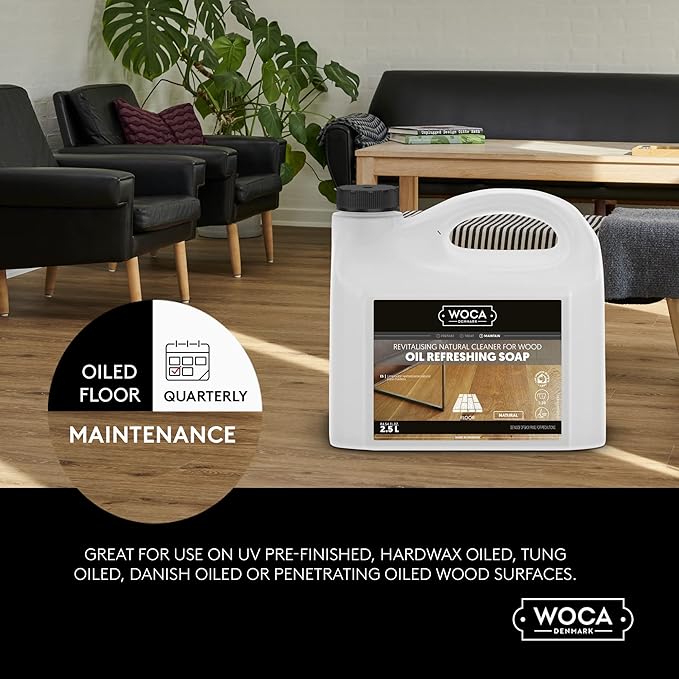 WOCA Oil Refreshing Soap (Oil Refresher) Natural 2.5L – Concentrated Cleaner for Oil-Treated Hardwood Floors Furniture Millwork Cutting Boards and Countertops.