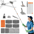 Ceiling Fan Cleaner Duster - 79 Extension Pole &amp Dual Brush Heads Baseboard Cleaner Tool with Handle 4-in-1 Reusable Fan Blade Cleaner Ceiling Fan Duster for Fan Blades Baseboards Corners