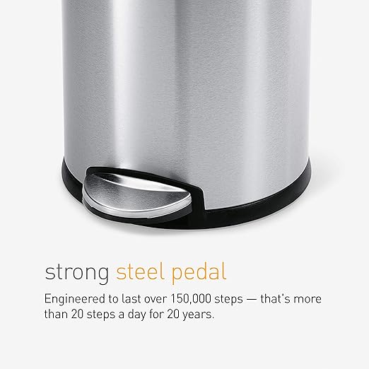 simplehuman 4.5 Liter Bathroom Trash Can White Steel