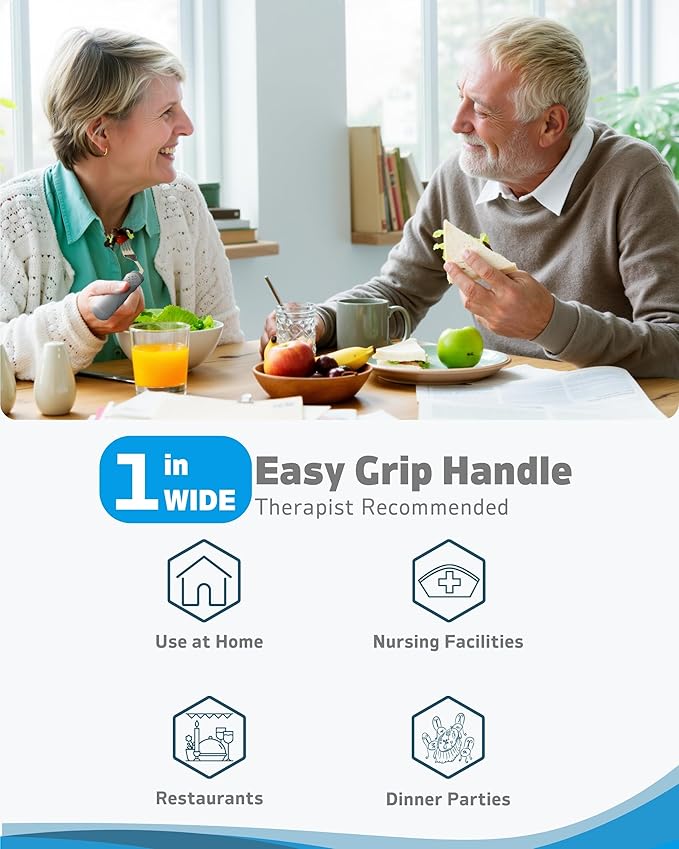 Adaptive Utensils (4-Piece Set) Weighted 7 Oz Each- Weighted Utensils for Hand Tremors and Parkinson's Patients - Weighted Silverware for Hand Tremors Weighted Spoons