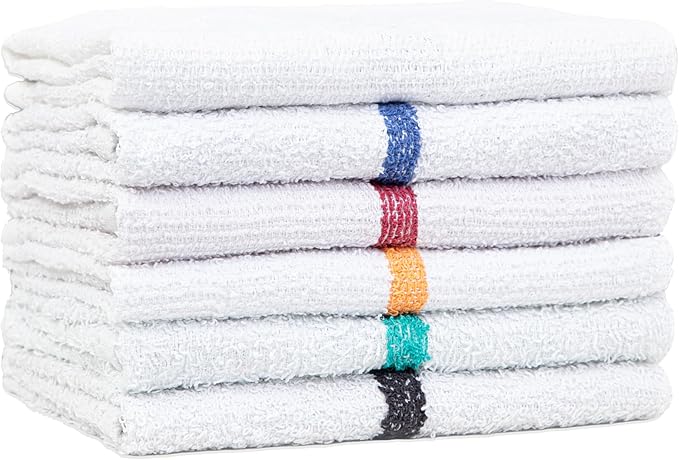 Arkwright Bar Mop Towels Pack of 12 100% Cotton Kitchen Dishcloths Absorbent Quick Dry Cleaning Cloths for Restaurant Bar and Home Kitchen 16 x 19 in White/Green