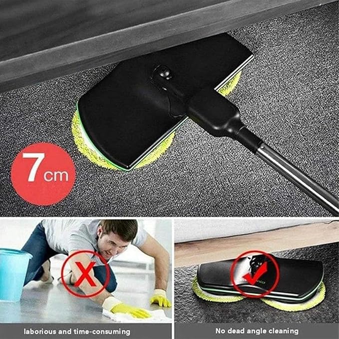 Electric Spin Mop Cordless Floor Scrubber &amp Polisher Powerful Dual Motor Cleaner for Home Kitchen Lightweight Handheld Design Adjustable Extension HandleIncludes 10 PCS Cleaning Cloths