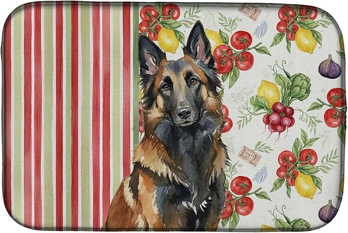 Caroline's Treasures Belgian Tervuren Vegetables Dish Drying Mat Absorbent Dish Drying Mat Pad for Kitchen Counter Dish Drainer Mat for Countertop 14 x 21 Multicolor
