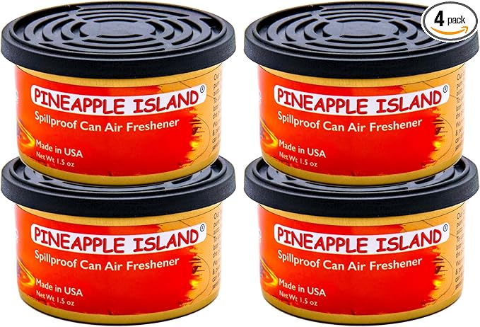Blunteffects CAN AIR-FRESHENER | Spill-proof | Odor Eliminator Essential | 100% Concentrated | pure oil long lasting | cars | home | office | small spaces | 1.5 Oz | (pineapple island 4 Pack)