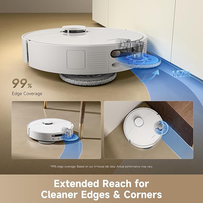DREAME D30 Ultra Robot Vacuum and Mop 25000Pa Powerful Suction All-in-One Base Station with 100 Days Auto-Empty MopExtend Tech for Edge Cleaning Smart Obstacle Avoidance White