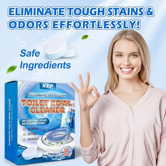 Automatic Toilet Bowl Cleaner Tablets–Fresh ScentLong-Lasting Clean–Safe for Tanks&ampPipes Deodorizing and Descaling –Bathroom Cleaner Against Tough Stains Keeps Bowl Clean Between Washes-50 PACK-1