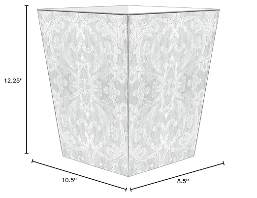 Antique Silver Damask Wastepaper Basket