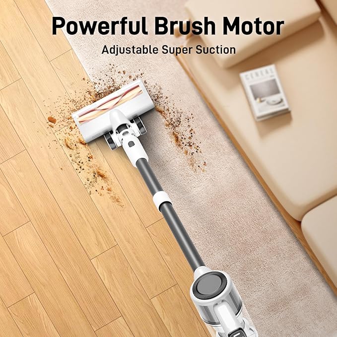 KIKETECH Cordless Vacuum Cleaner 8 in 1 Vacuum Cleaners1.2 L Dust Cup Rechargeable Vacuum Pet for Hair Carpet HardfloorWhite
