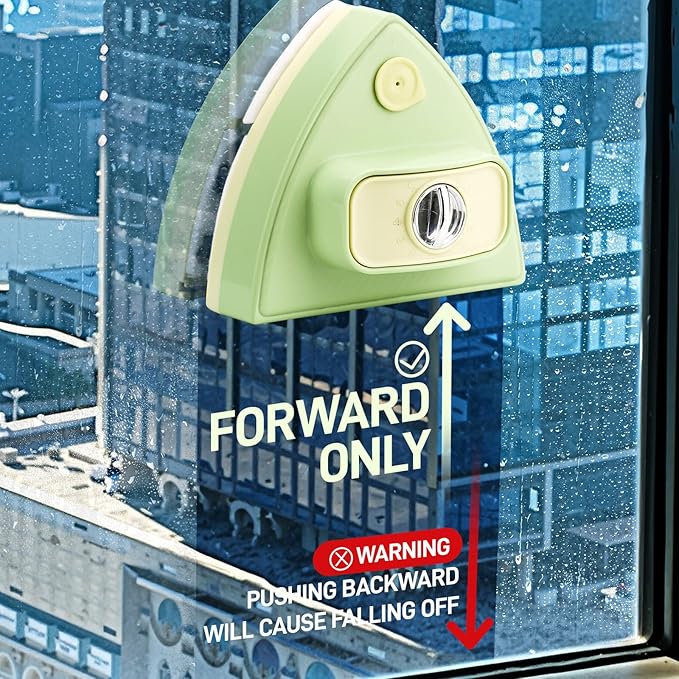 Double-Sided Magnetic Window Cleaner - Adjustable Magnetic Double Window Wiper Fits 3-30 mm Glass Thickness 2.5m Safety Rope for High-Rise &amp Auto Glass Safe Anti-Pinch Wiper(Green)