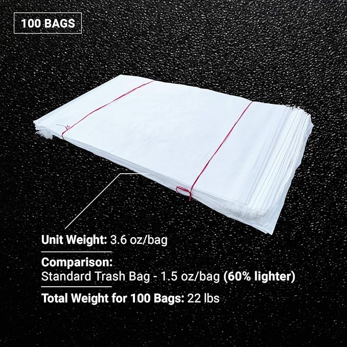 Sandbaggy Large Sandbags - Size: 25 x 40 - Thick Heavy Duty Contractor Bags Heavy Duty Garbage Bags Dumpster Bag Construction Trash Bags 6 mil (100 Bags)