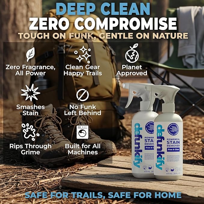 Laundry Stain Remover Spray 32oz. Enzyme 'Free &amp Clear' Stain Treater Spray &amp Spot Remover Prewash Detergent for Clothes Carpet &amp Gear. ProvenSafe™ Cleaning Supply for Pets Kids &amp S