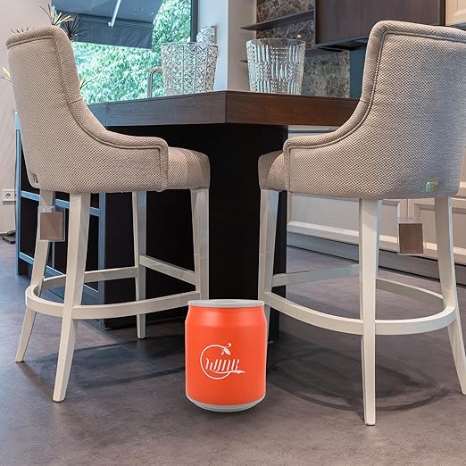 TIDTALEO Soda Can Shaped Trash Can with Press Lid Orange Plastic Wastebasket for Bathroom Bedroom Office Compact Covered Garbage Bin for Home and Car Use