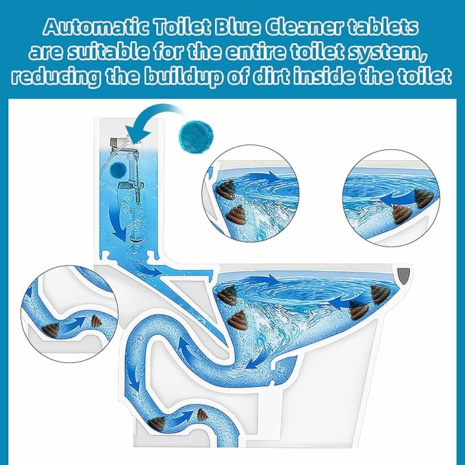 G · PEH Automatic Toilet Bowl Cleaners Tablets 108 Pack Long Lasting Toilet Cleaner Tablets Blue Toilet Tank Cleaner Tablets for Deodorizing &amp Descaling for Bathroom