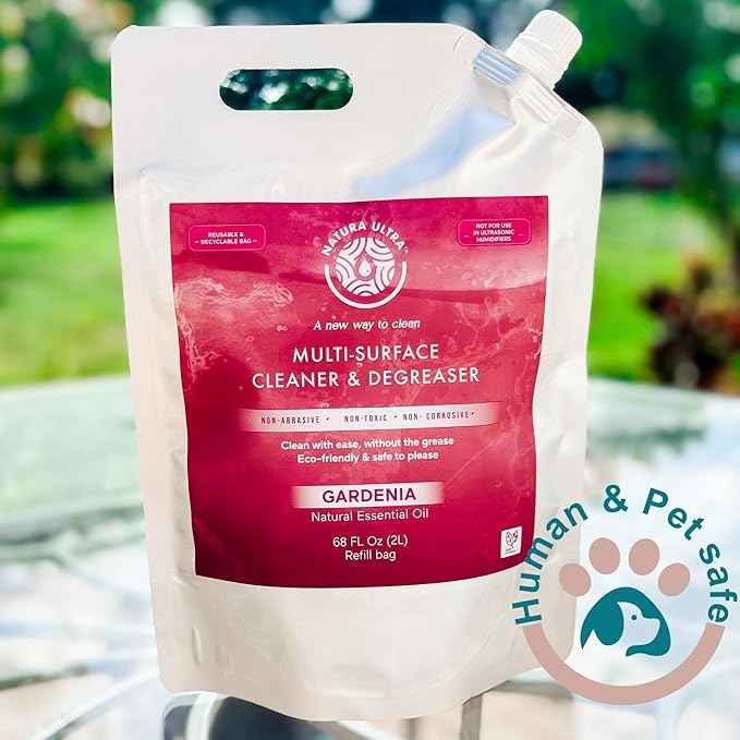 Multi-Surface Cleaner &amp Degreaser (Refill Bag 2L) - Eco-Friendly &amp Non- Toxic Cleaner &amp Degreaser to Clean &amp Remove Grease and Grime Gardenia