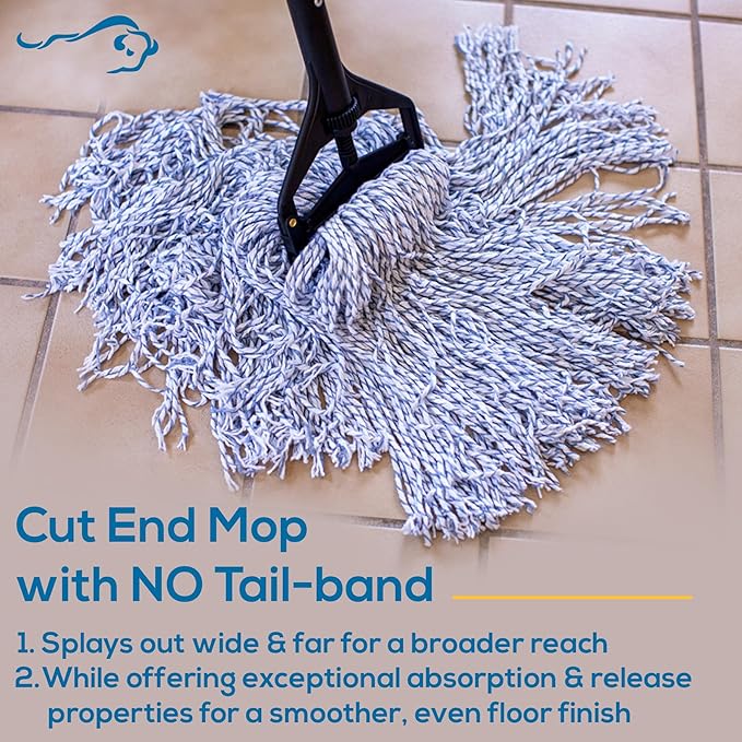 KLEEN HANDLER Cut End Finish Mop | 1.25 Universal Headband Maximum Absorption Finishing Mop Pack of 6