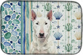 Caroline's Treasures White Bull Terrier Coastal Sea Glass Dish Drying Mat Absorbent Dish Drying Mat Pad for Kitchen Counter Dish Drainer Mat for Countertop 14 x 21 Multicolor