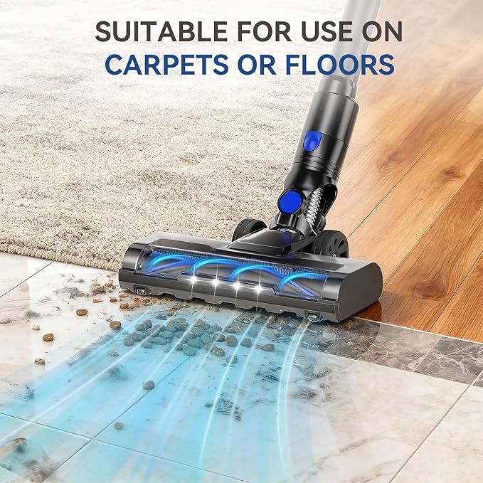 DUMOS Cordless Vacuum Cleaner Lightweight Stick Vacuum Cleaners for Home Powerful Suction &amp LED Lights Rechargeable Battery for Carpets Pet Hair Hardwood Floors