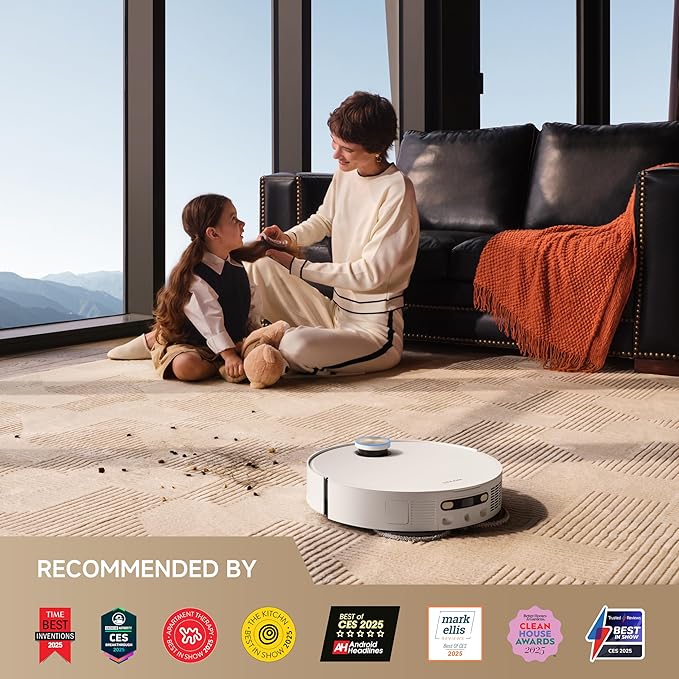 DREAME X50 Ultra Complete Robot Vacuum and Mop with Auto-Empty and Mop Self-Cleaning 20000Pa Suction Obstacle Avoidance and 360° Navigation Corner to Edge Deep Cleaning Detangling Brush (White)