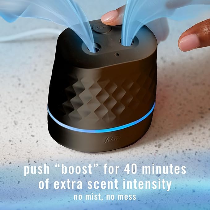 Febreze PLUG Scent Booster Starter Kit Black Oil Diffuser Air Freshener Plug In Continuous Scent Device + 2 Ocean Refills