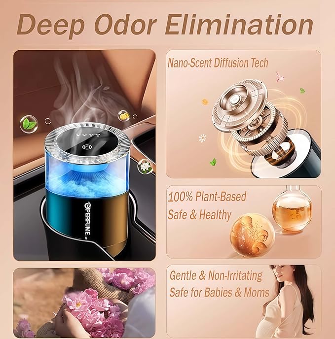Aromatherapy Car Diffuser Misty Zen Tea Scent Smart Car Perfume Air Freshener for Relaxation and Peaceful Driving Experience
