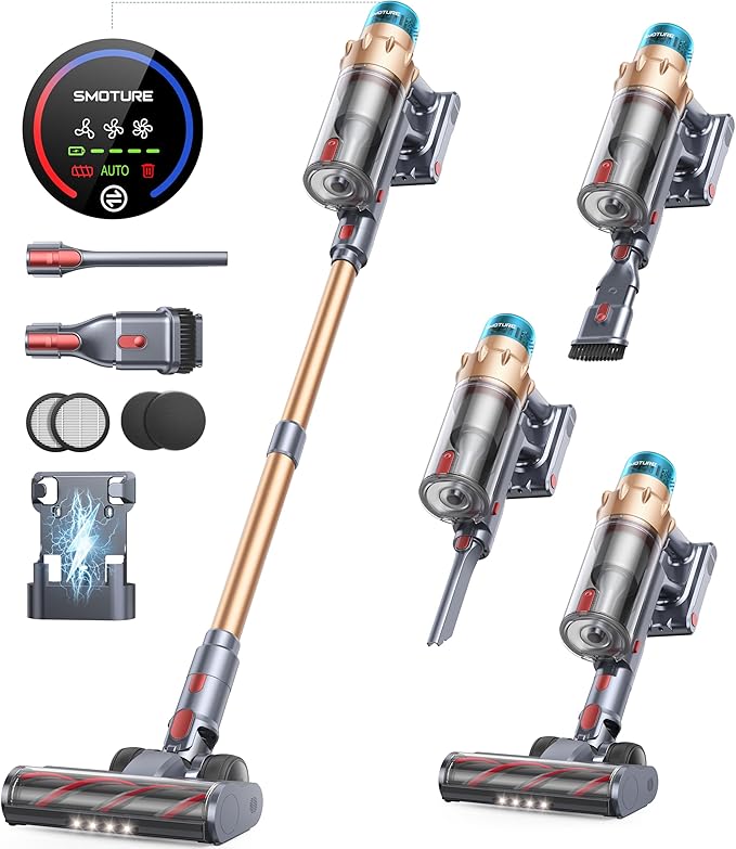 BLACKTK 550W Cordless Vacuum Cleaner 45KPA Strong Suction 60 Min Runtime Handheld Vacuum for Carpet &amp Hard Floor Lightweight Stick Vacuum with Detachable Battery Charging Stand for Home Pet