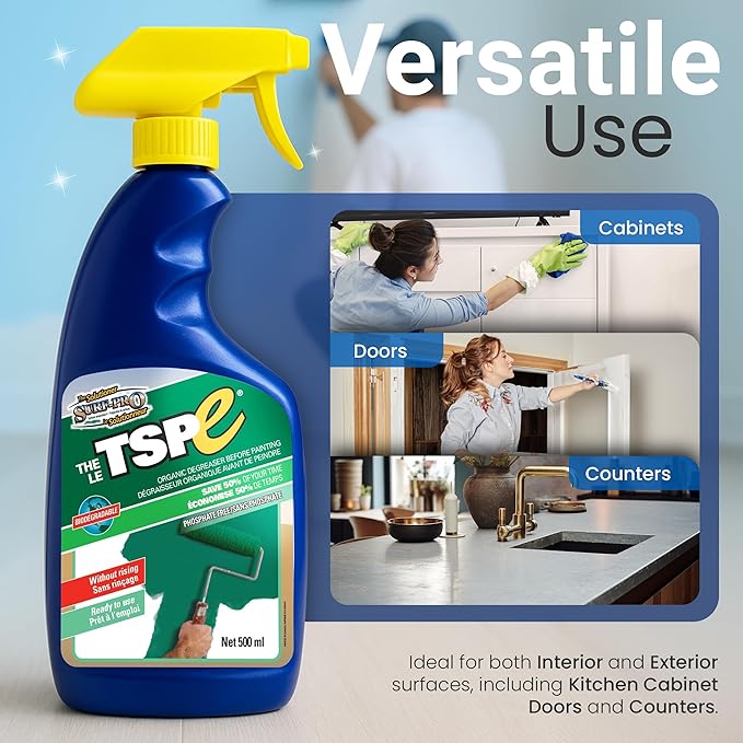 TSPE Cleaner Spray – 500ml Eco-Friendly No-Rinse Degreaser for Walls Wood Cabinets &amp Paint Prep – Phosphate-Free TSP Alternative – Biodegradable Septic Safe Non-Toxic Cleaning Solution