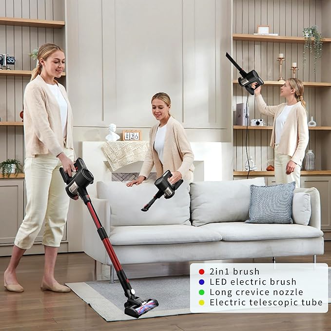 Cordless Vacuum Cleaner Rechargeable Lightweight Handheld Vacuum Portable Stick Vacuum for Home Pet Hair Carpet and Car Cleaning(GR Pro)