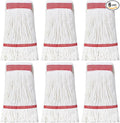 Eccliy 6 Pack Heavy Loop End Cotton String Mop Head Heavy Duty Mop Head Commercial Refills Replacement Bulk for Home Industrial Commercial Floor Cleaning (WhiteRed)