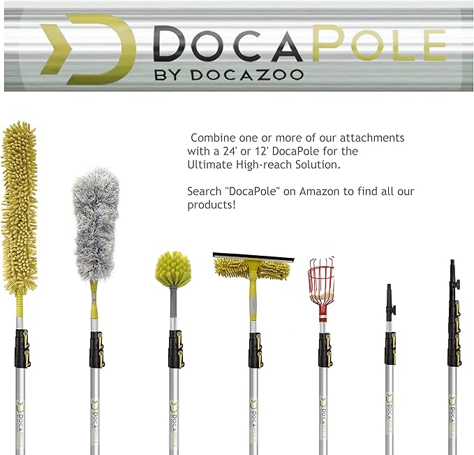 DOCA Telescoping Pole Attachment - Extension Pole for Cleaning Feather Duster Window Washing Kit Paint Roller Window Squeegee - High Reach Extendable Kit for Indoor &amp Outdoor - Feather Duster